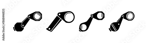 Set of Four Magnifying Glass Icons in Black Silhouette for Various Applications