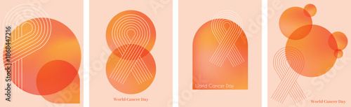 world cancer day. banner on orange background. International Day February 4
