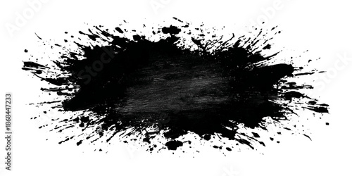 Abstract grunge brush stroke paint blot rough black texture .banner design artistic dirty splatter background .hand drawn ink stroke element for creative layout and artwork.
