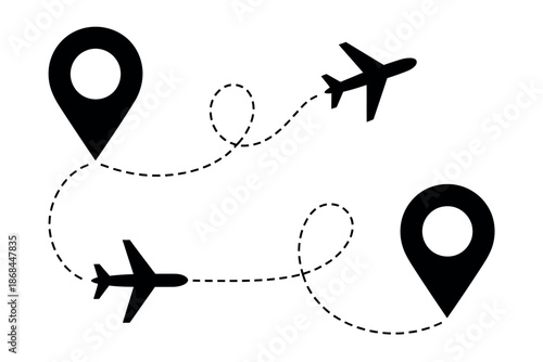 Air Travel Route Map Illustration