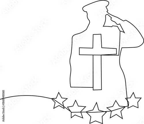 Memorial Day,Hand drawn line illustration 