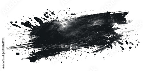 Abstract grunge brush stroke paint blot rough black texture .banner design artistic dirty splatter background .hand drawn ink stroke element for creative layout and artwork.