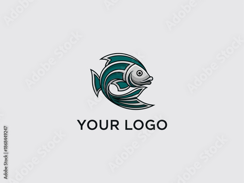 Stylized Fish Logo Design Element.