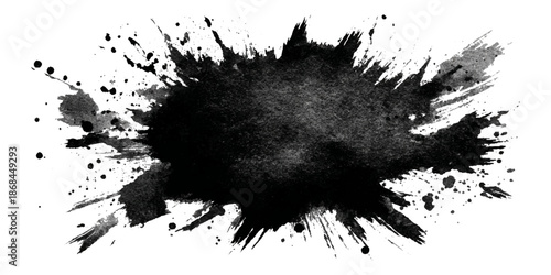 Abstract grunge brush stroke paint blot rough black texture .banner design artistic dirty splatter background .hand drawn ink stroke element for creative layout and artwork.
