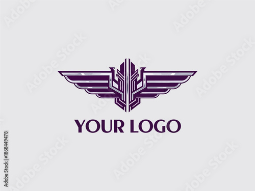 Modern Logo Design with Winged Emblem.