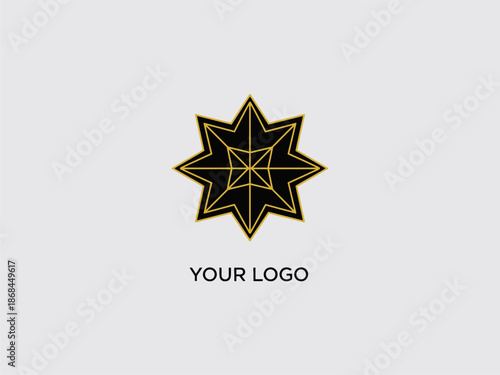 Black and Gold Star Logo Design.
