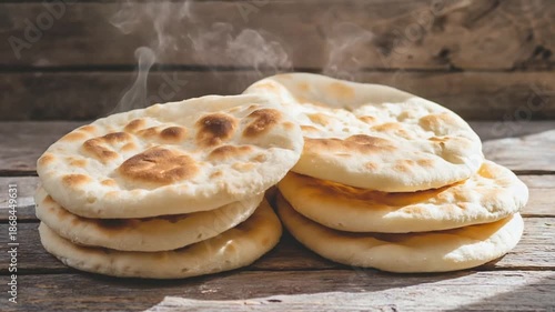 Wallpaper Mural freshly baked pita bread with steam rising Torontodigital.ca