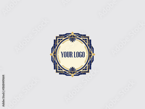 Geometric Logo Design Template with Border.