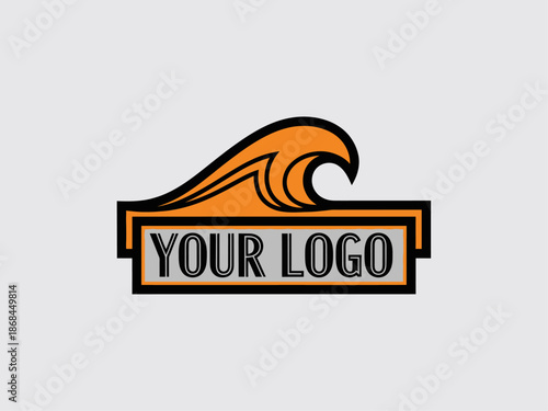 Orange Wave Logo Design Template Placeholder.