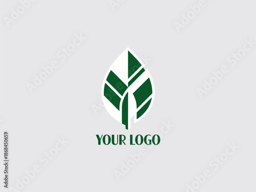 Green Leaf Logo Design Template Placeholder.