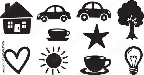 Simple Black and White Icon Set