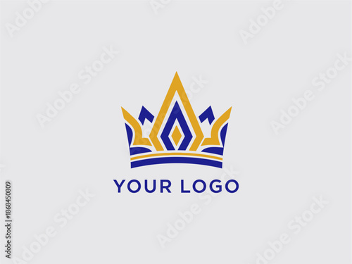 Luxury Crown Logo Design Element Gold.
