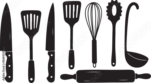 Kitchen Utensils and Cooking Tools Silhouette