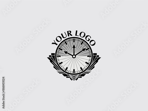 Vintage Style Clock Logo Design Element.
