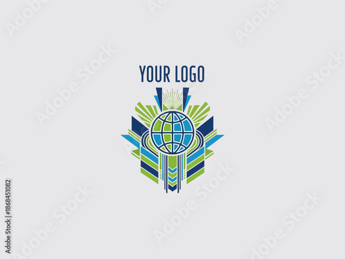 Globe Logo Template with Arrows Design.