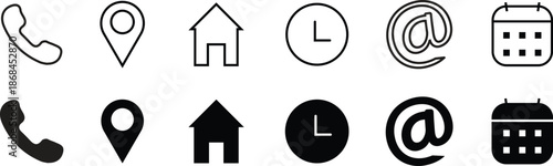 Web icon set. Website set icon vector. for computer and mobile, business card icon set, contact information icon, Vector illustration.