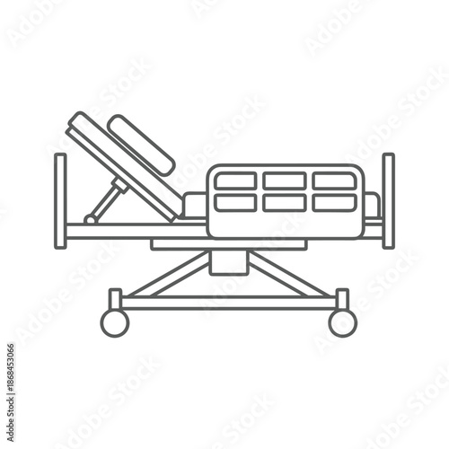 Hospital bed with adjustable backrest Vector