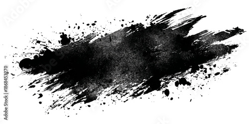 Abstract grunge brush stroke paint blot rough black texture .banner design artistic dirty splatter background .hand drawn ink stroke element for creative layout and artwork.