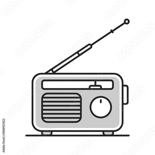 Vintage radio with extended antenna Vector