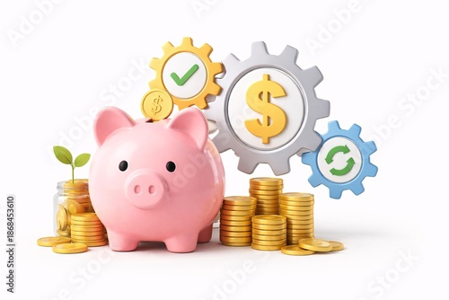 Financial Smart Saving Concept with Piggy Bank and Coins
