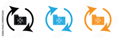 Transfer arrow icon. Virus file transfer icon. linear style sign for mobile concept and web design. Left right arrow simple line vector icon. Symbol, logo illustration.