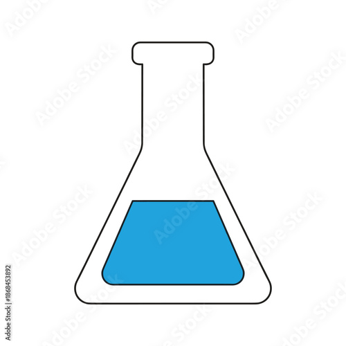 Blue liquid in erlenmeyer flask Vector