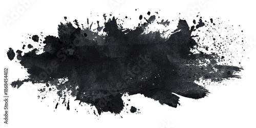 Abstract grunge brush stroke paint blot rough black texture .banner design artistic dirty splatter background .hand drawn ink stroke element for creative layout and artwork.