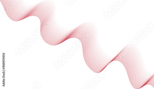 Red wavy lines fading to white on a white background abstract background wave