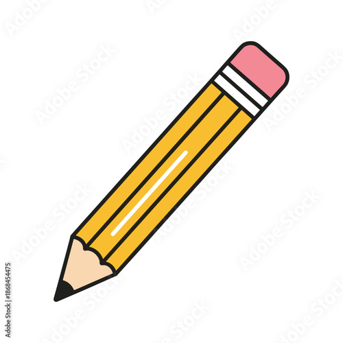 Yellow pencil with pink eraser Vector