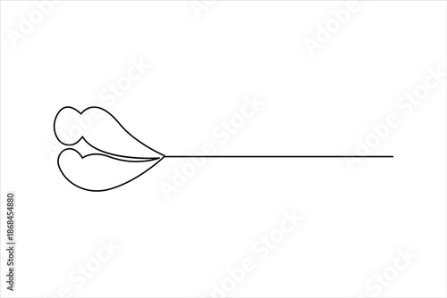 Lips continuous one line drawing art design