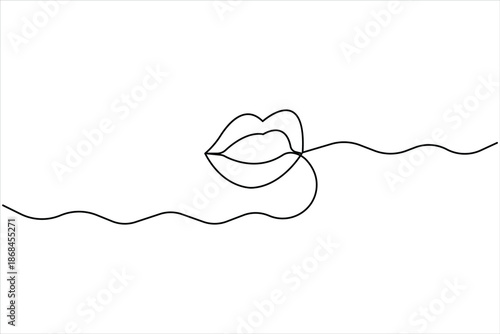 Lips continuous one line drawing art design