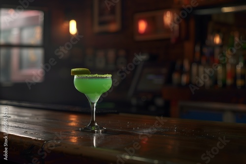 Wallpaper Mural Margarita cocktail sitting on vintage wooden bar Torontodigital.ca