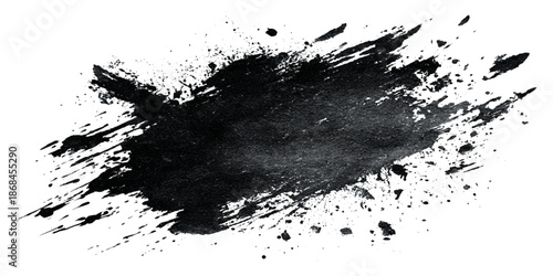 Abstract grunge brush stroke paint blot rough black texture .banner design artistic dirty splatter background .hand drawn ink stroke element for creative layout and artwork.