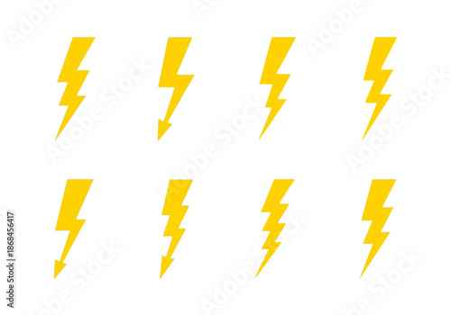 Eight yellow lightning bolt icons in two rows