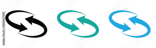 Three arrows in circular motion with modern design. creating a seamless loop that symbolizes an ongoing process of refresh, repeat, and continuous movement in a modern, abstract design. 