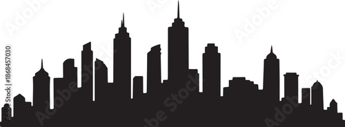 Black silhouette of a city skyline at night