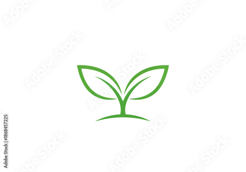 Green plant sprout icon with two leaves