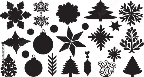 Christmas Symbols and Icons in Black and White