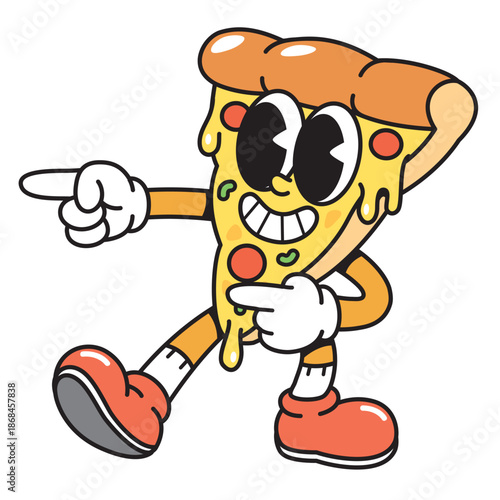 Pizza Slice Cartoon Mascot Pointing Finger