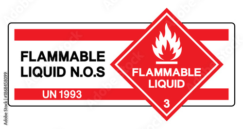 Flammable Liquid UN 1993 Symbol Sign, Vector Illustration, Isolate On White Background, Label.EPS10