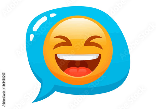 Laughing face emoticon with speech bubble