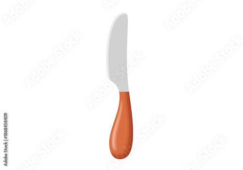 An orange handled butter knife