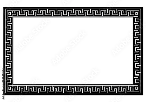 A black and white greek key border design