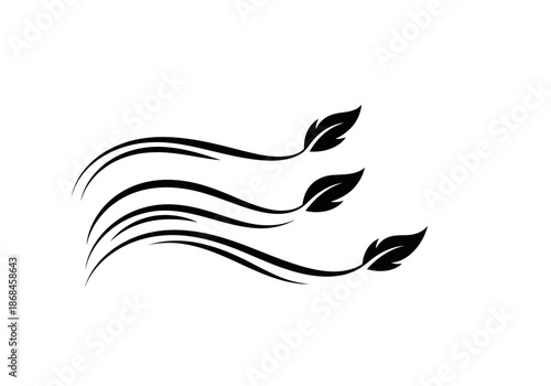 Black wavy lines with leaves on the end