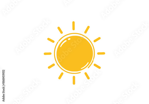 A simple illustration of a bright shining sun on a with yellow rays