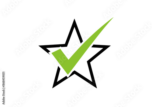 Green checkmark inside a star symbol for approval and success
