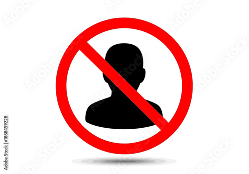 A red prohibition sign with a black silhouette