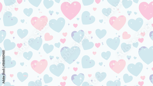 Wallpaper Mural Pastel colored hearts pattern on white background. Torontodigital.ca