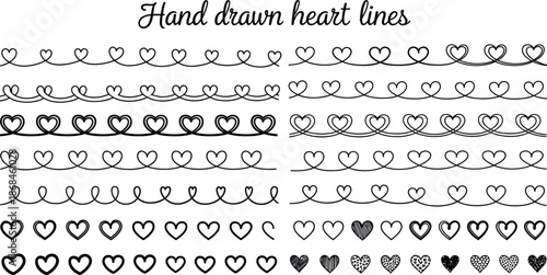 Valentine's day heart line illustrations for lovers and friends