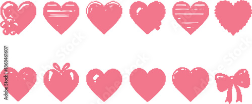 Valentine's day pink heart illustrations for love and romance